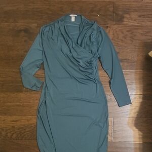 Elegant Teal Draped Dress / H &M